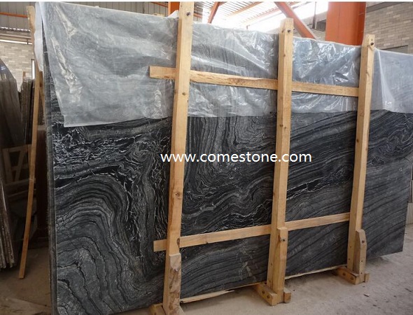 Black Wooden Veins Marble  Slab