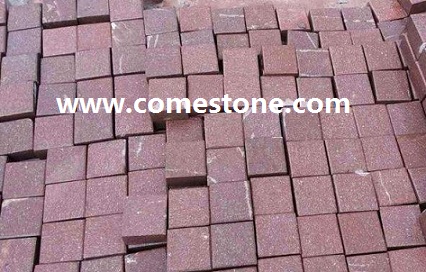 China Red Porphyry  Granite Cube