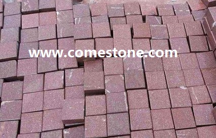 China Red Porphyry  Granite Cube